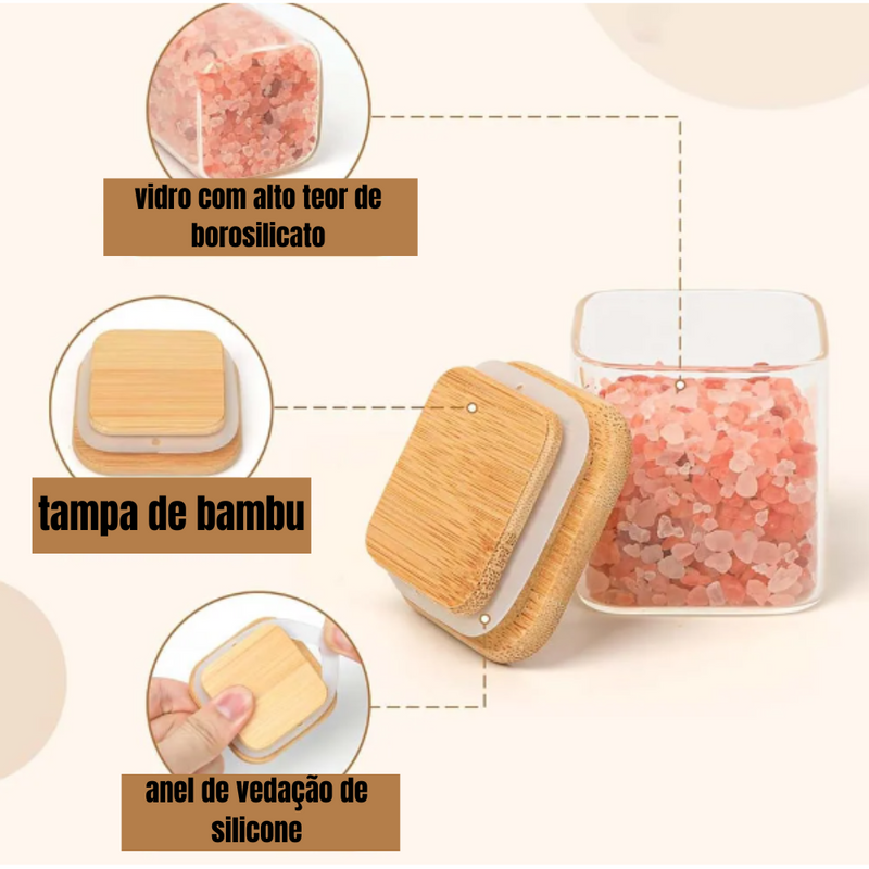 Organiza Gourmet: Kit 15 Potes de Vidro para Temperos + Bandeja organizadora  FRETE GRÁTIS HOJE